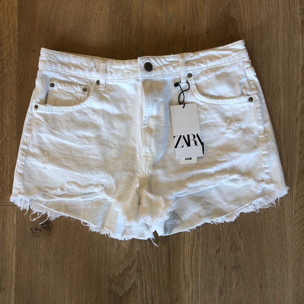 ZARA white denim shorts